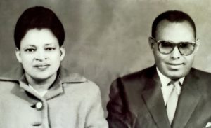 A black and white photograph of Yeneta Seyoum and his wife.